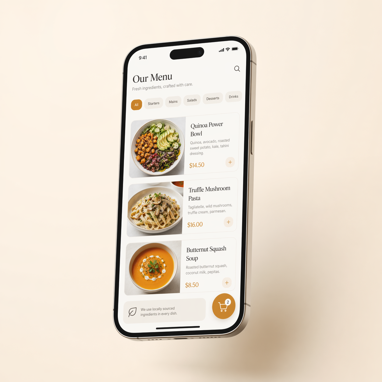手機 QR 點餐菜單介面